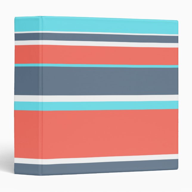 Living coral, blue and grey stripes binder (Front/Spine)