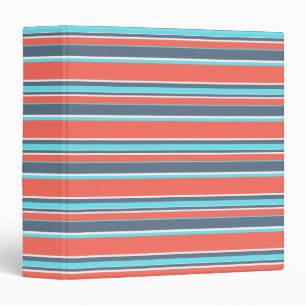 Living coral, blue and grey stripes binder