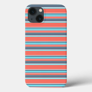 Living coral, blue and grey stripes Case-Mate iPho iPhone 13 Case