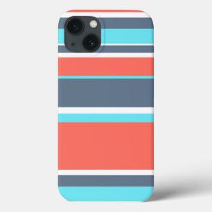 Living coral, blue and grey stripes Case-Mate iPho iPhone 13 Case