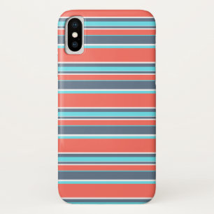 Living coral, blue and grey stripes Case-Mate iPhone case