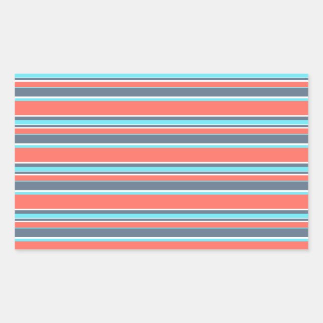 Living coral, blue and grey stripes sticker (Front)