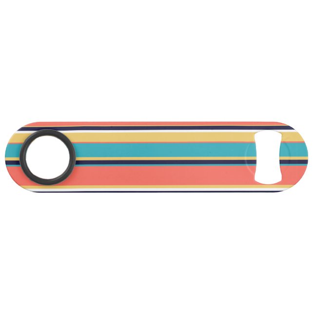 Living coral, blue and yellow stripes bar key (Front (Horizontal))
