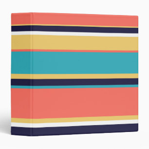 Living coral, blue and yellow stripes binder