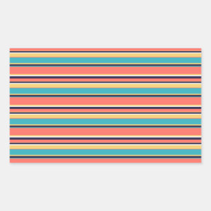 Living coral, blue and yellow stripes sticker
