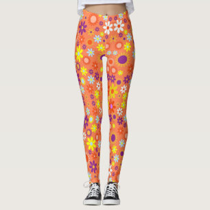 Living Coral  Colourful Floral Pattern Leggings