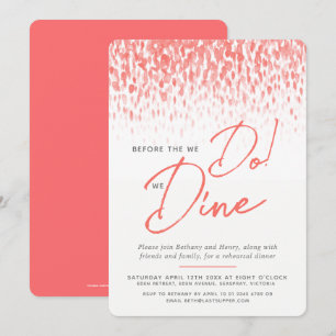 Living coral dab art rehearsal dinner before we do invitation