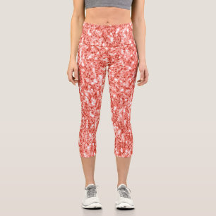 Living coral dark glitter sparkles capri leggings
