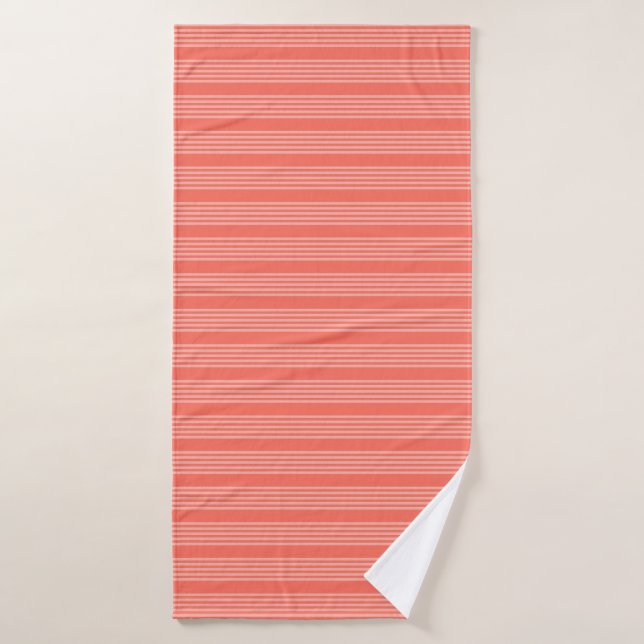 Living coral five stripes pattern bath towel (Bath Towel)
