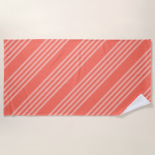 Living coral five stripes pattern beach towel