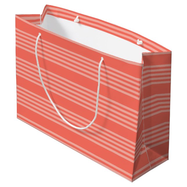 Living coral five stripes pattern large gift bag (Back Angled)