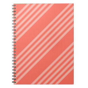 Living coral five stripes pattern notebook