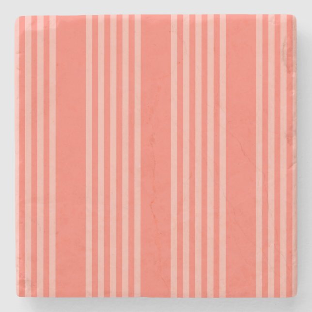Living coral five stripes pattern stone coaster (Front)