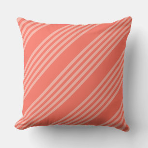 Living coral five stripes pattern throw pillow