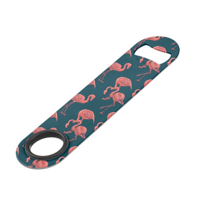 Living coral flamingo pattern bar key (Front Angled)