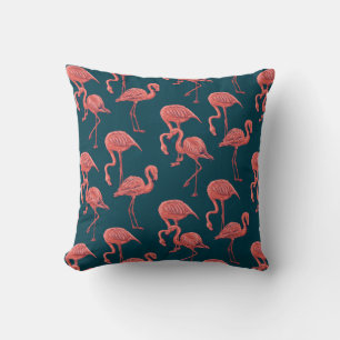 Living coral flamingo pattern throw pillow