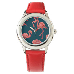 Living coral flamingo pattern watch
