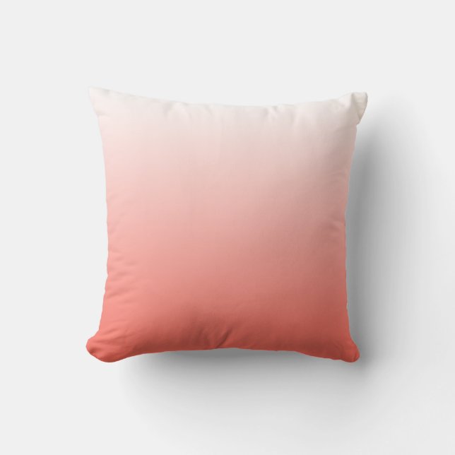 LIVING CORAL OMBRE WITH WHITE THROW PILLOW (Front)
