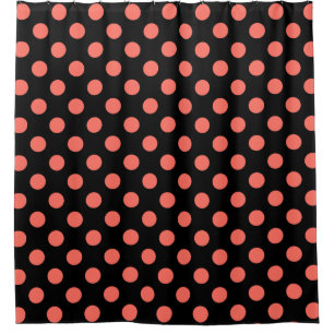 Living coral polka dots on black