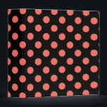 Living coral polka dots on black binder<br><div class="desc">Living coral polka dots on black</div>