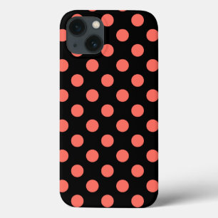 Living coral polka dots on black Case-Mate iPhone  13 Case