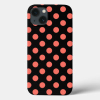 Living coral polka dots on black Case-Mate iPhone 
