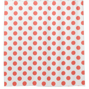 Living coral polka dots on white
