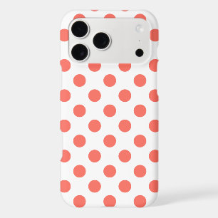 Living coral polka dots on white