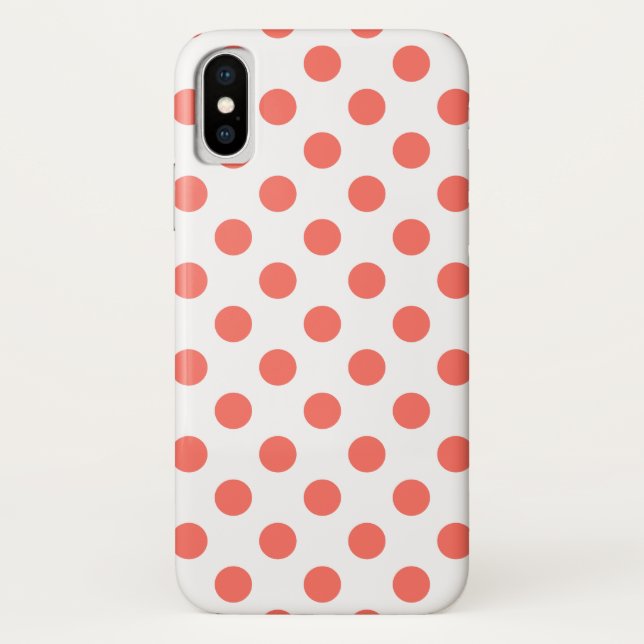 Living coral polka dots on white Case-Mate iPhone case (Back)