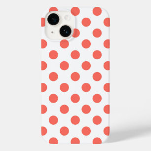 Living coral polka dots on white  Case-Mate iPhone 14 case