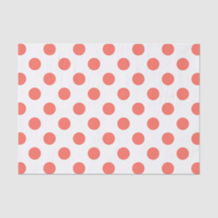 Living coral polka dots on white tissue paper