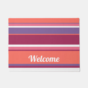 Living coral, red and violet doormat
