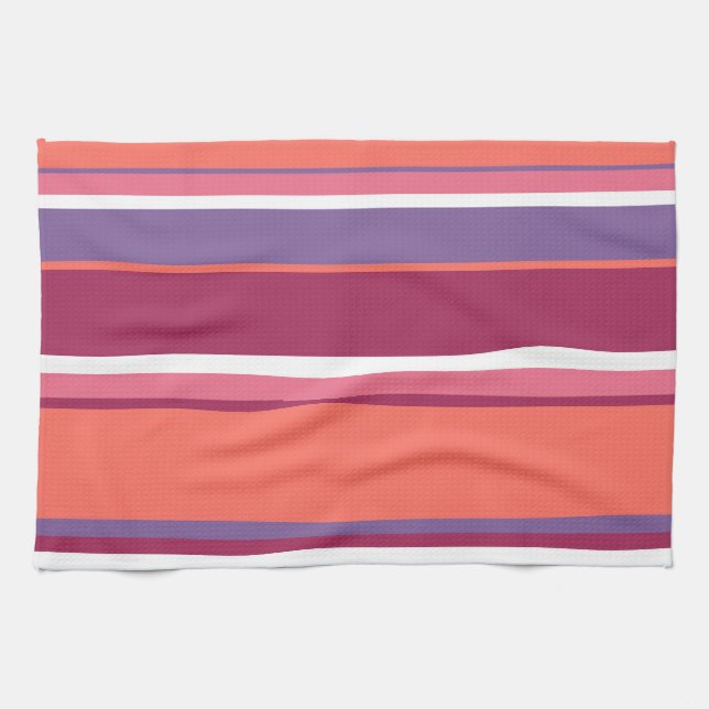 Living coral, red and violet kitchen towel (Horizontal)