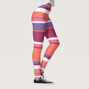 Living coral, red and violet leggings
