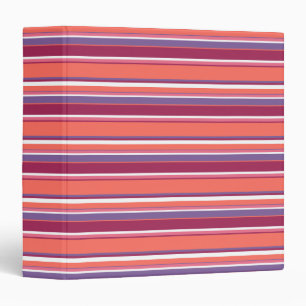 Living coral, red and violet stripes binder