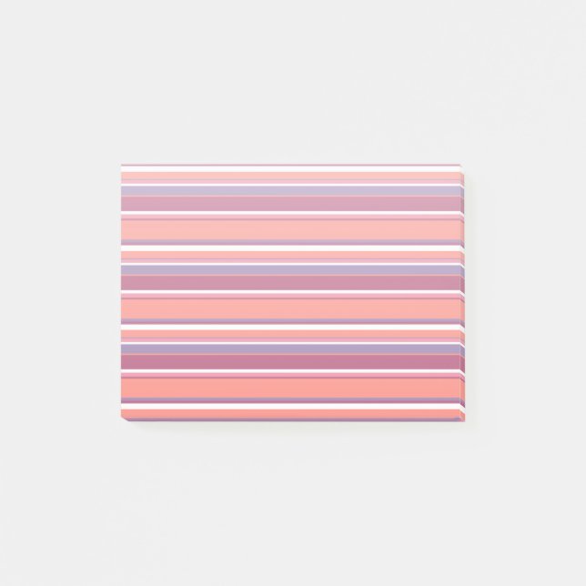 Living coral, red and violet stripes post-it notes (Front)