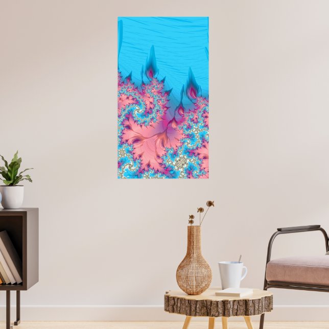Living Coral Reef Fractal Ocean Abstract Poster (Living Room 3)