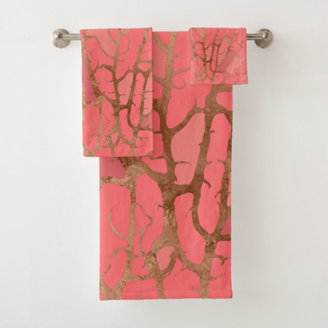 Living Coral texture Bath Towel Set (Insitu)