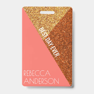 Living Coral Wedding VIP Creative Place Card Badge