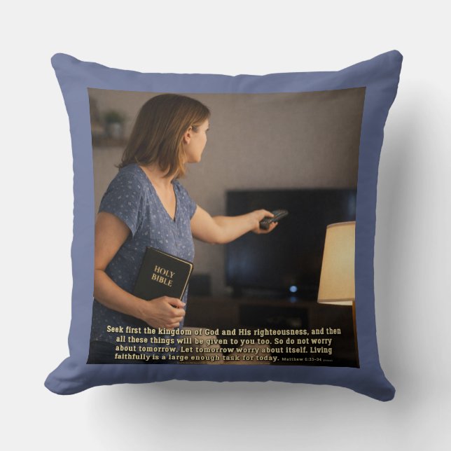 Living faithfully is enough throw pillow (Front)