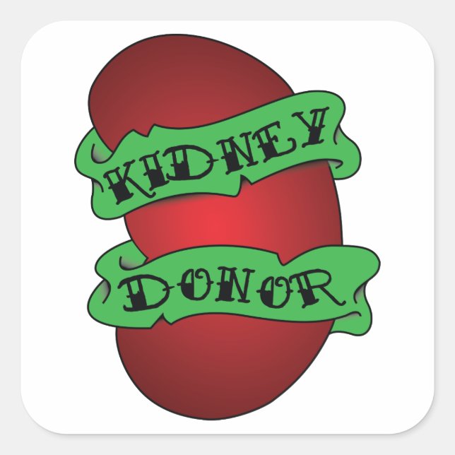 Living Kidney Donor Tattoo Square Sticker (Front)