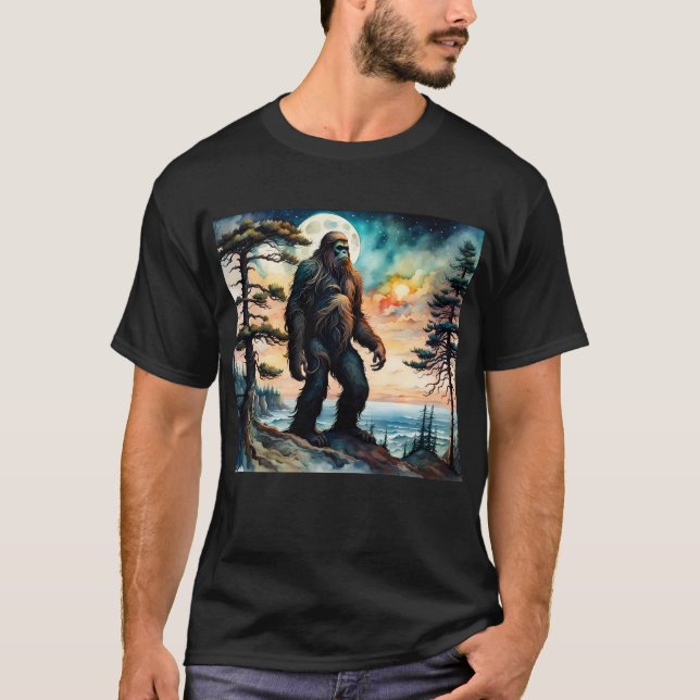 Living Large  Super sized Sasquatch on Mountain T-Shirt (Front)