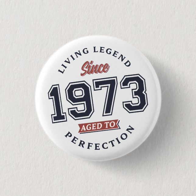 Living Legend 1973 Aged to perfection 1 Inch Round Button (Front)