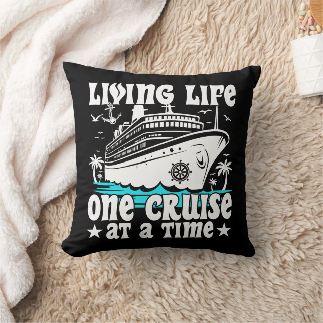 Living Life One Cruise At A Time Family Cruising Throw Pillow (Blanket)