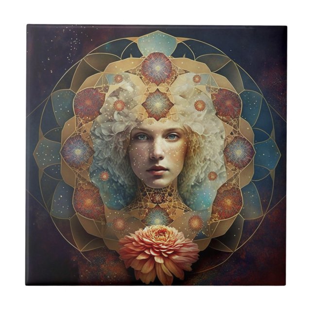 Living Mandala Visionary Art Tile (Front)