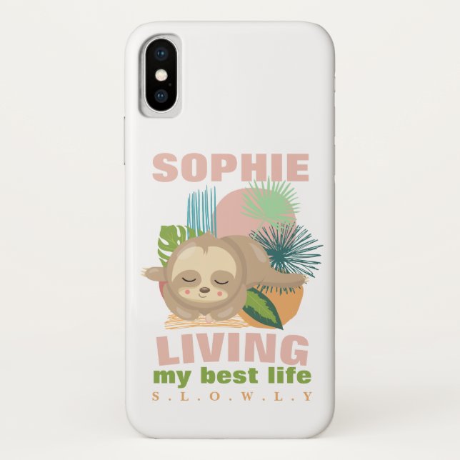Living My Best Life Cute Sloth Funny Case-Mate iPhone Case (Back)
