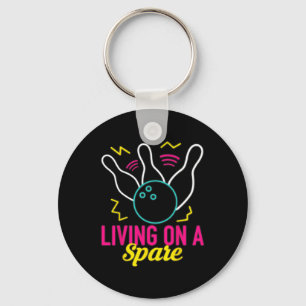 Living On A Spare Funny Bowling League Bowler Vint Keychain