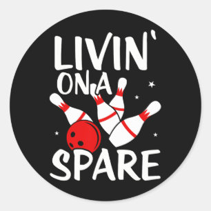 Living On A Spare Shirt Bowling League Team Shirt Classic Round Sticker