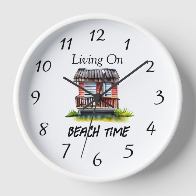 Living on Beach Time  Clock (Front)