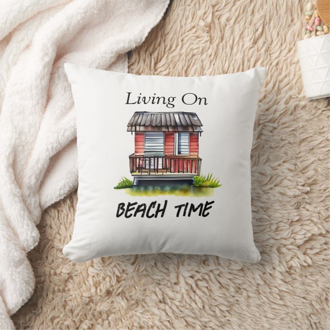 Living on Beach Time  Throw Pillow (Blanket)